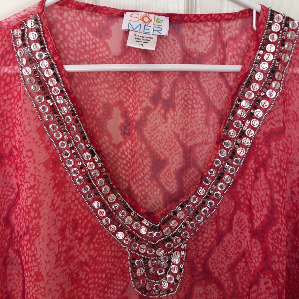 Sequined Printed Coverup - image 3