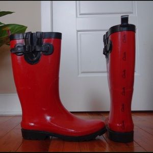 Red Clarks Rain Boots