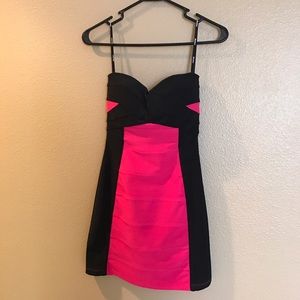 Block out Bone Jacquard strapless dress