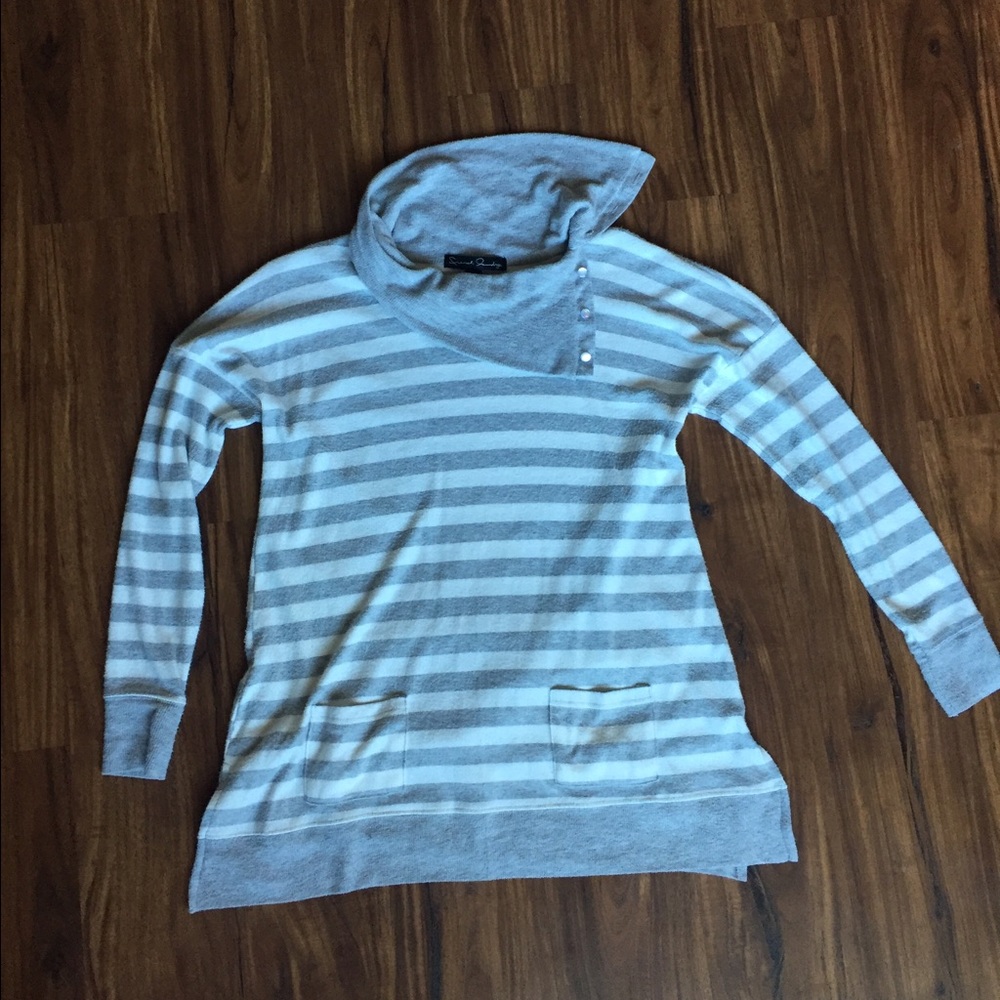French Laundry cowl-neck button tunic sweater