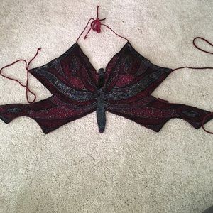 Beaded dragonfly crop top