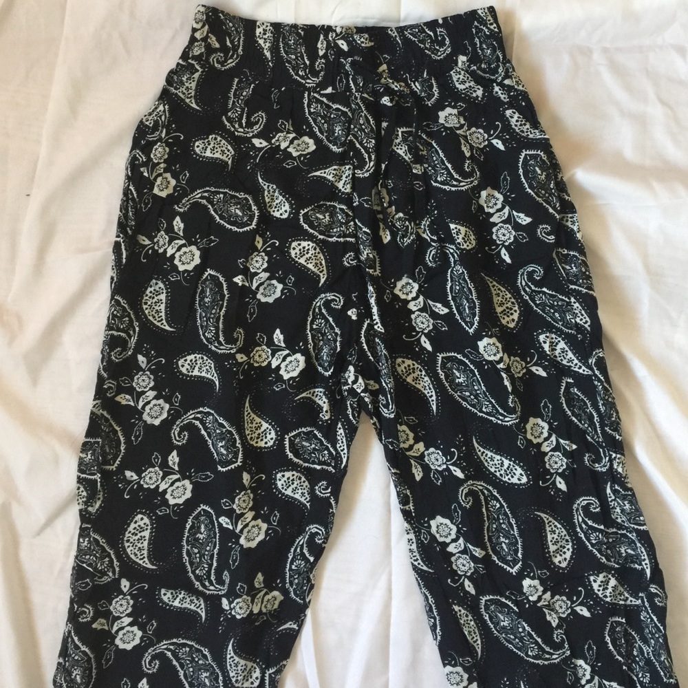 Black and white paisley pants from Morocco