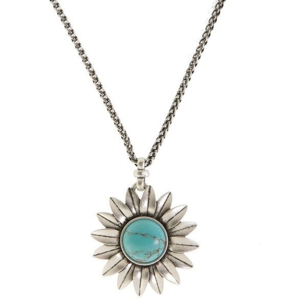 Lucky Brand Silver/Turquoise Sunflower Pendant