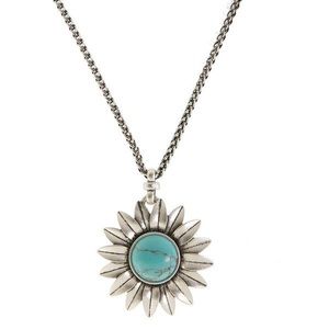 Lucky Brand Silver/Turquoise Sunflower Pendant