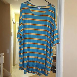 LuLaRoe Irma - Blue/Yellow/Red stripes - 3X
