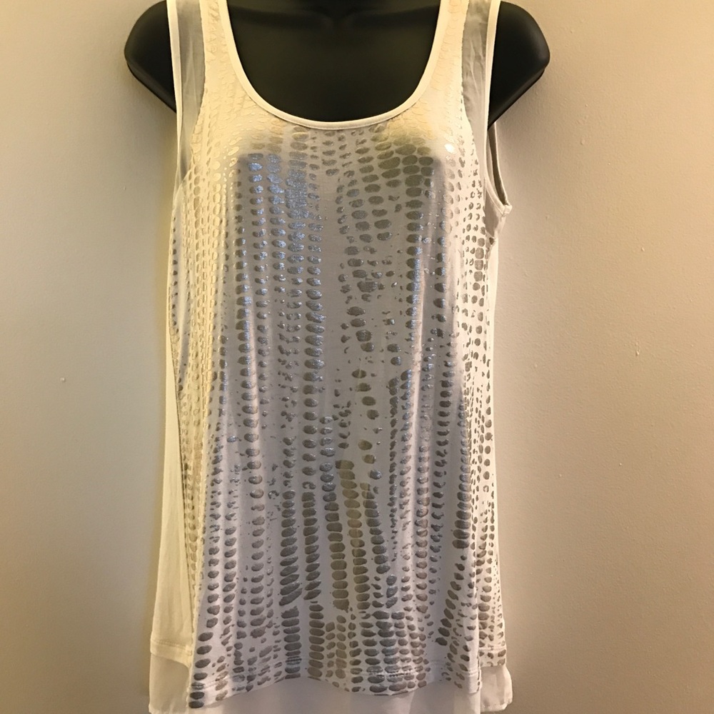 Tank blouse in white and silver