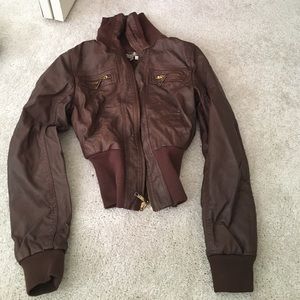 Women's brown leather jacket