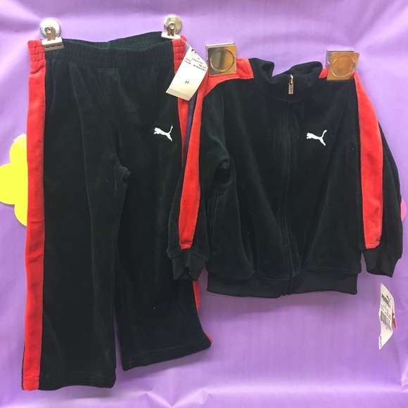 black and red puma tracksuit