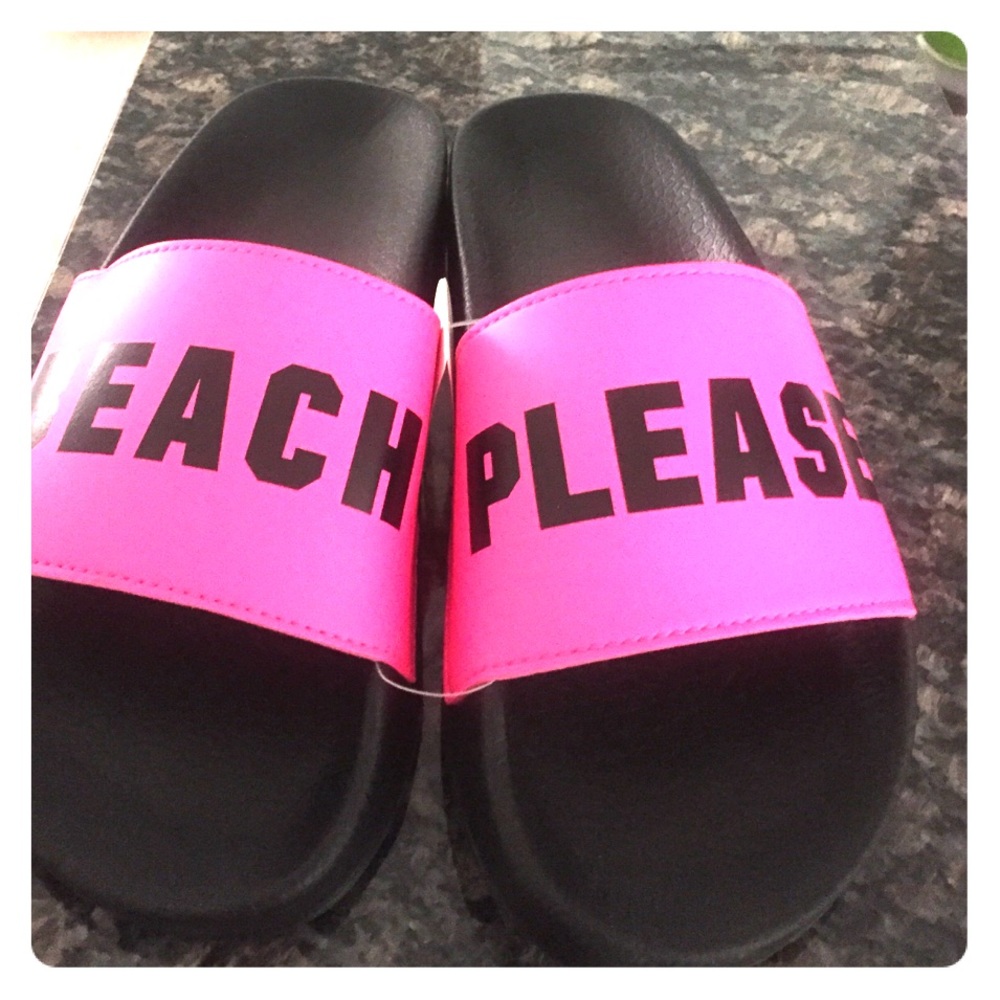 Pink Slide on shoes