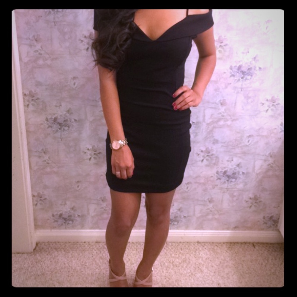 Off the shoulder black dress