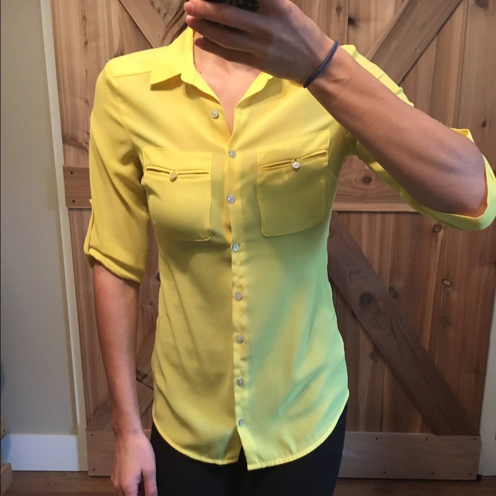 Sheer Yellow h&m button up