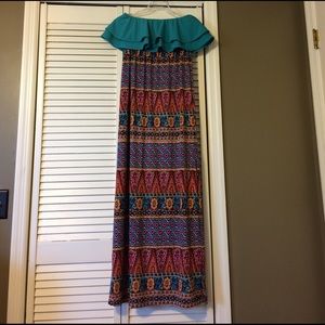 Judith March Strapless Ruffle Maxi Dress