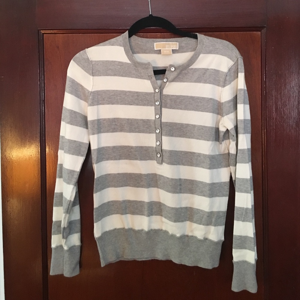 Grey and white striped Michael Kors sweater