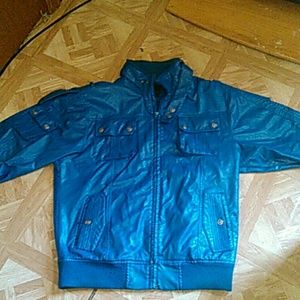 Blue leather jacket