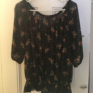 Black floral blouse