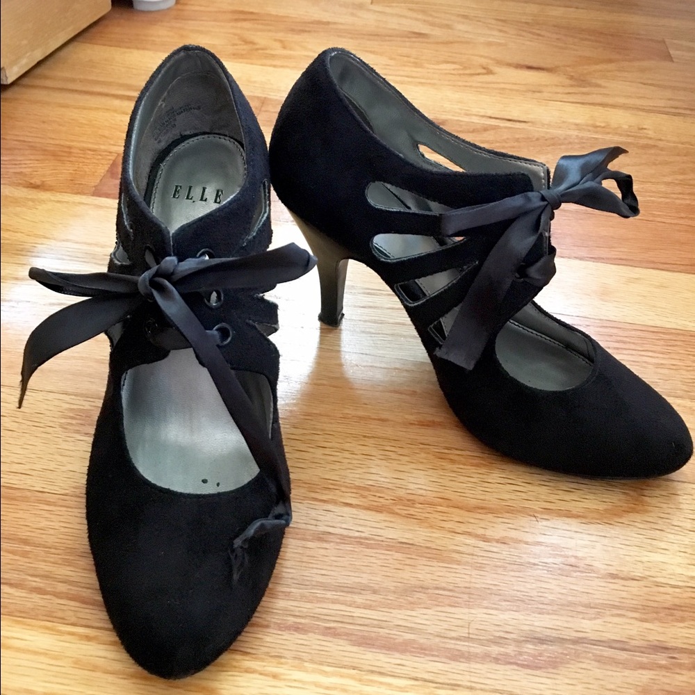 Black Elle lace up heels