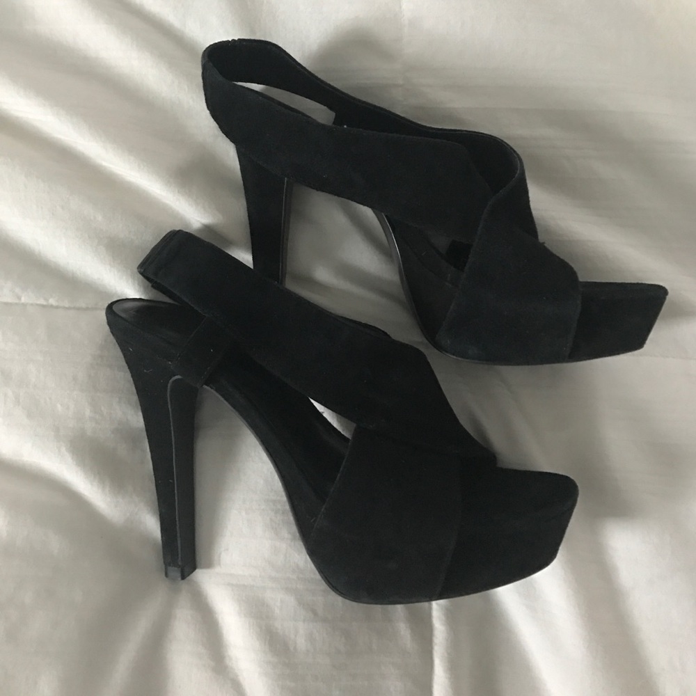 DVF Zia black suede cross cross pump