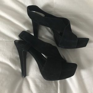 DVF Zia black suede cross cross pump