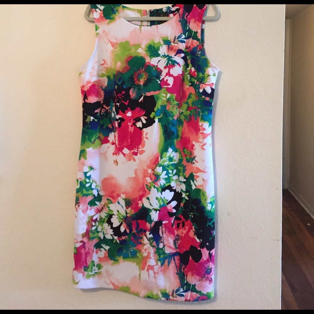 Multi-colored floral print dress