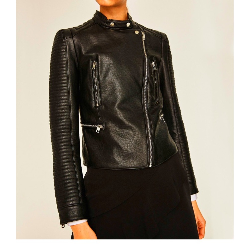 ZARA Black Faux Leather Moto Jacket