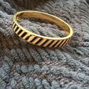 Kate Spade hinged black and white stripe bangle