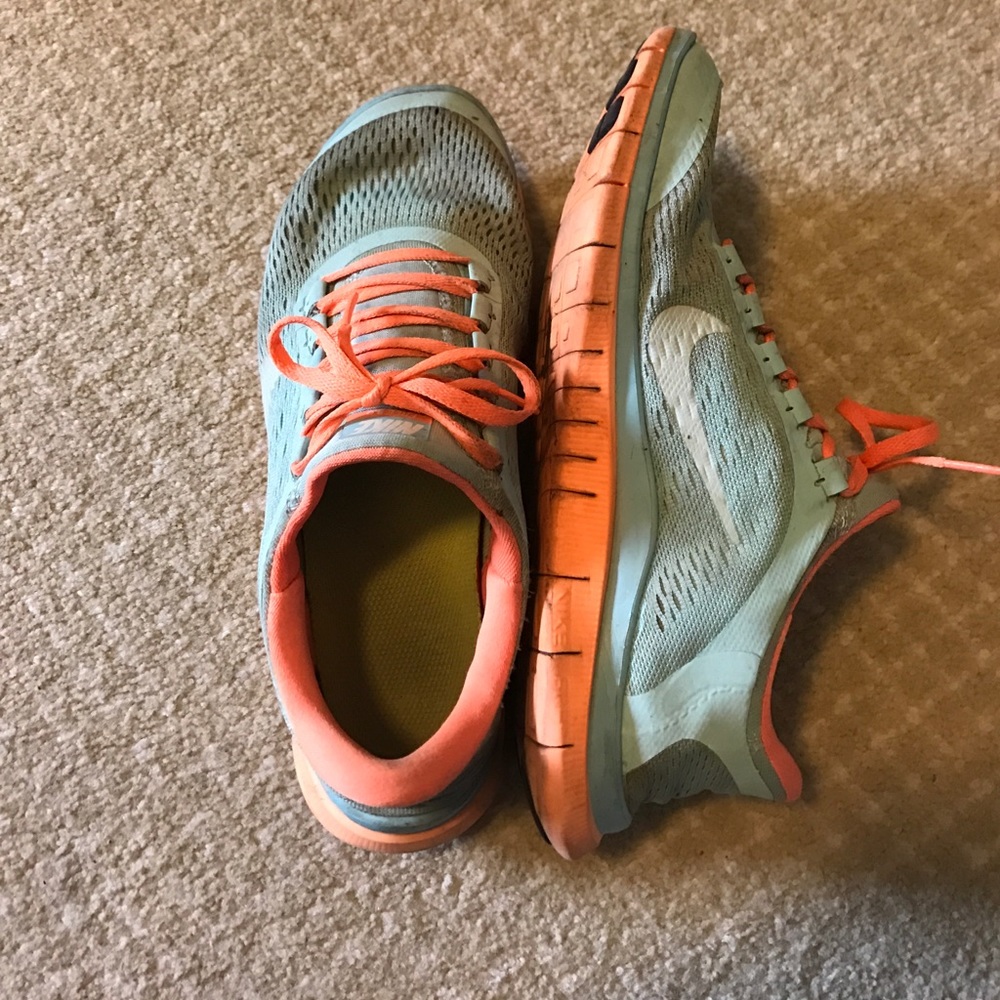 Turquoise and neon orange Nike Free 3.0!!