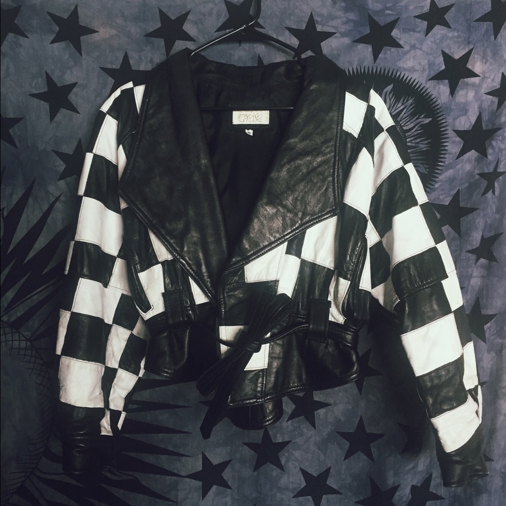 Vintage Cache Checker Genuine Leather Jacket