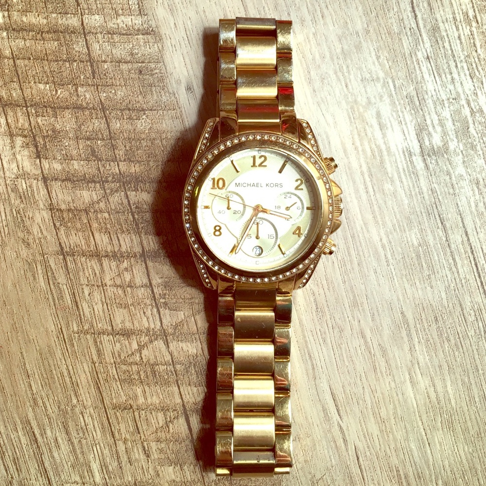 MK authentic gold watch with rhinestones
