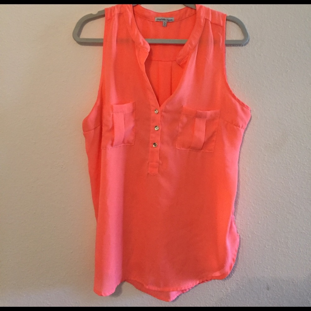 Coral sleeveless blouse
