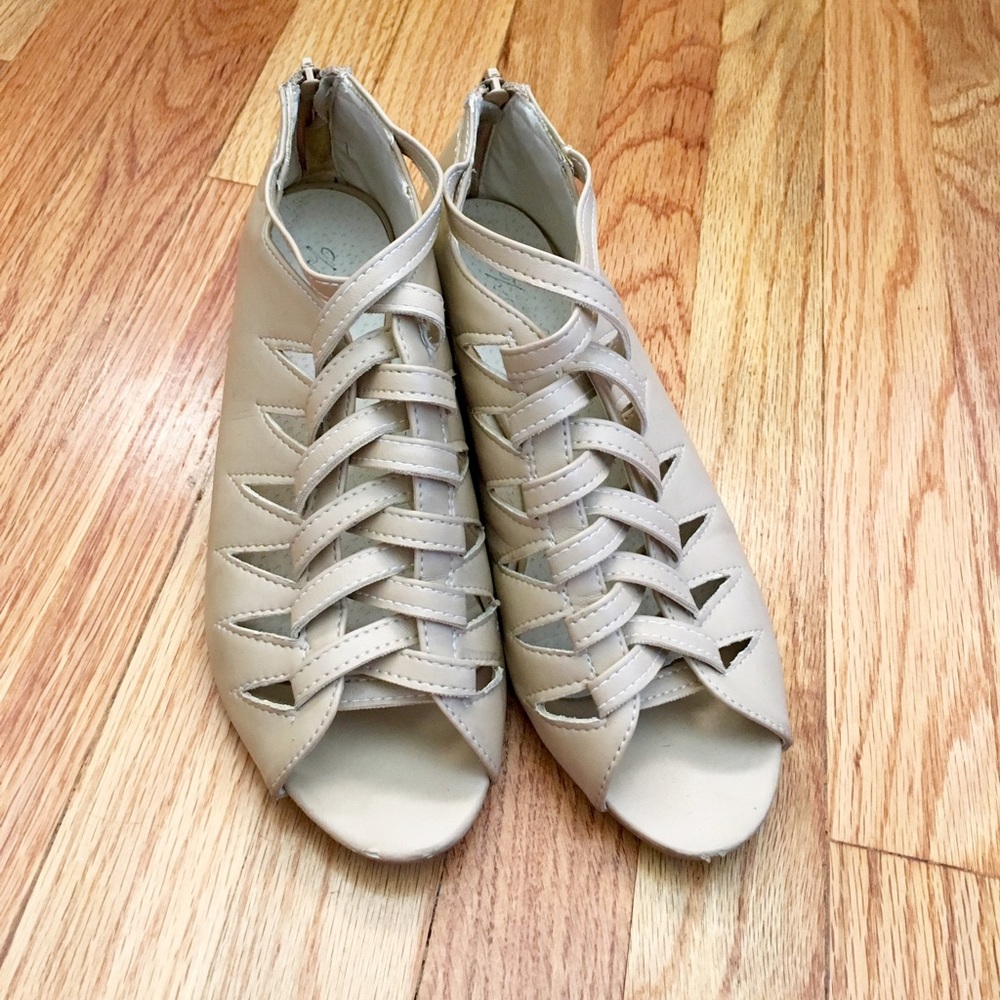 Cream leather flats