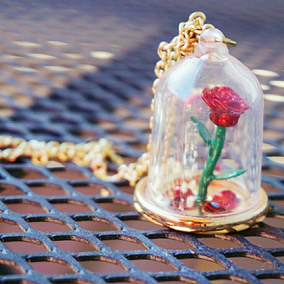 Disney Jewelry - Disney Beauty and the Beast Rose Necklace