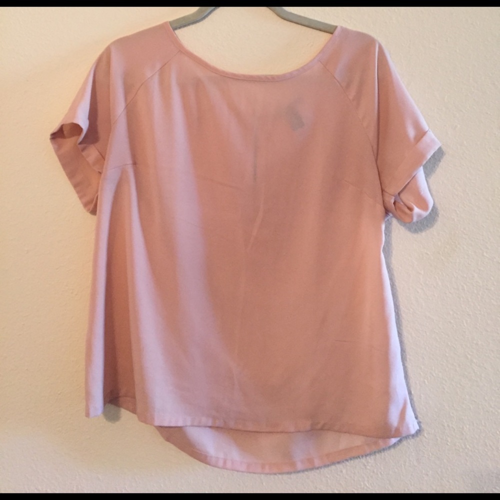 Sheer pink blouse with zippered back