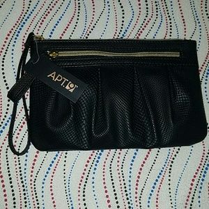 Black Leather Wristlet
