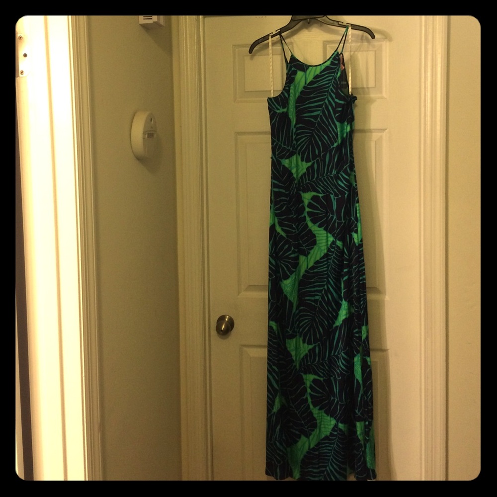 Angel halter Maxi Dress in Under the Palms