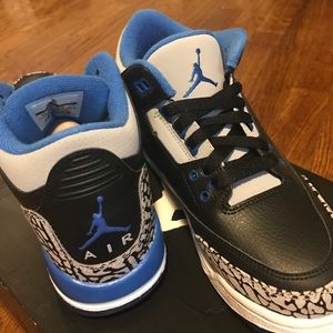 Air Jordan 3 Black Cement Retro Blue 5Y or 6.5W