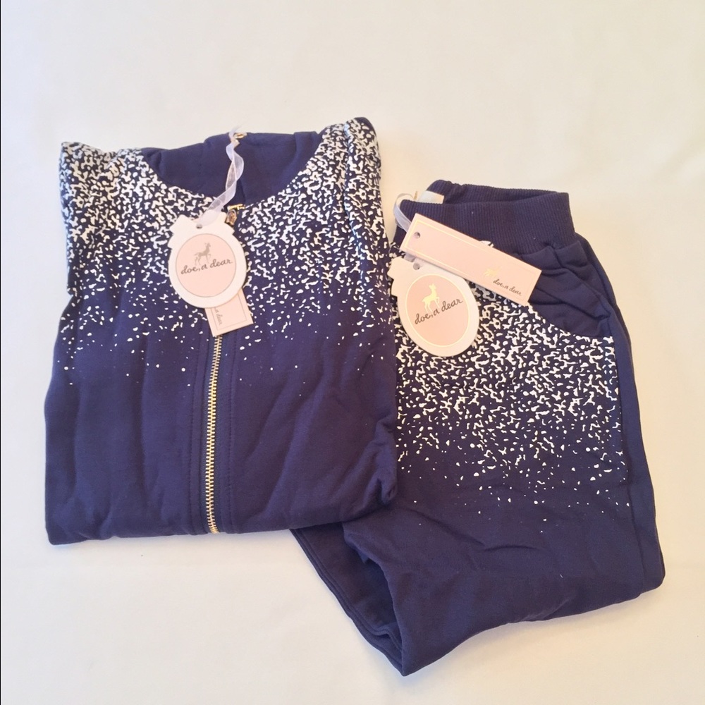 Unisex sweatsuit set navy Harem pants full zip