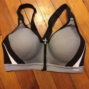 Victoria's Secret sports bra lack and white mesh