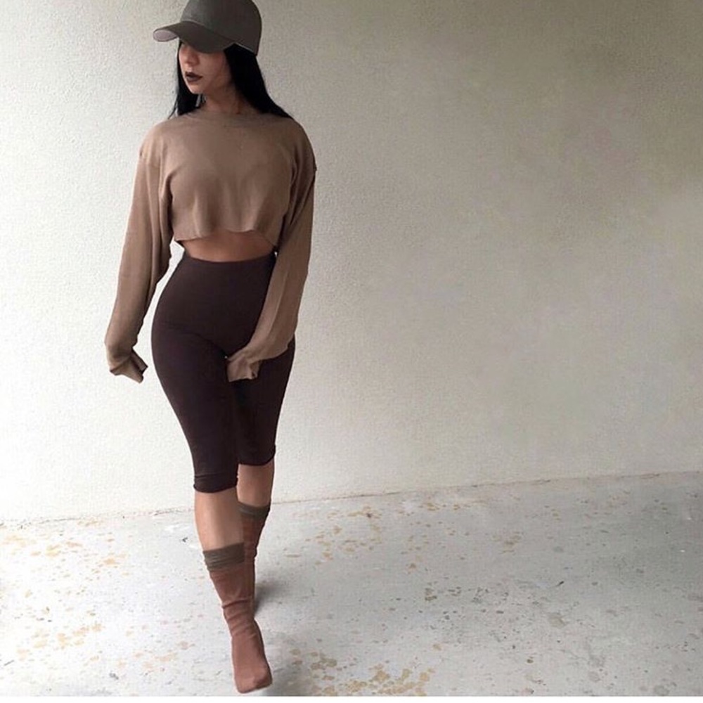 Brown Nude Ego Shoes Lycra Boots
