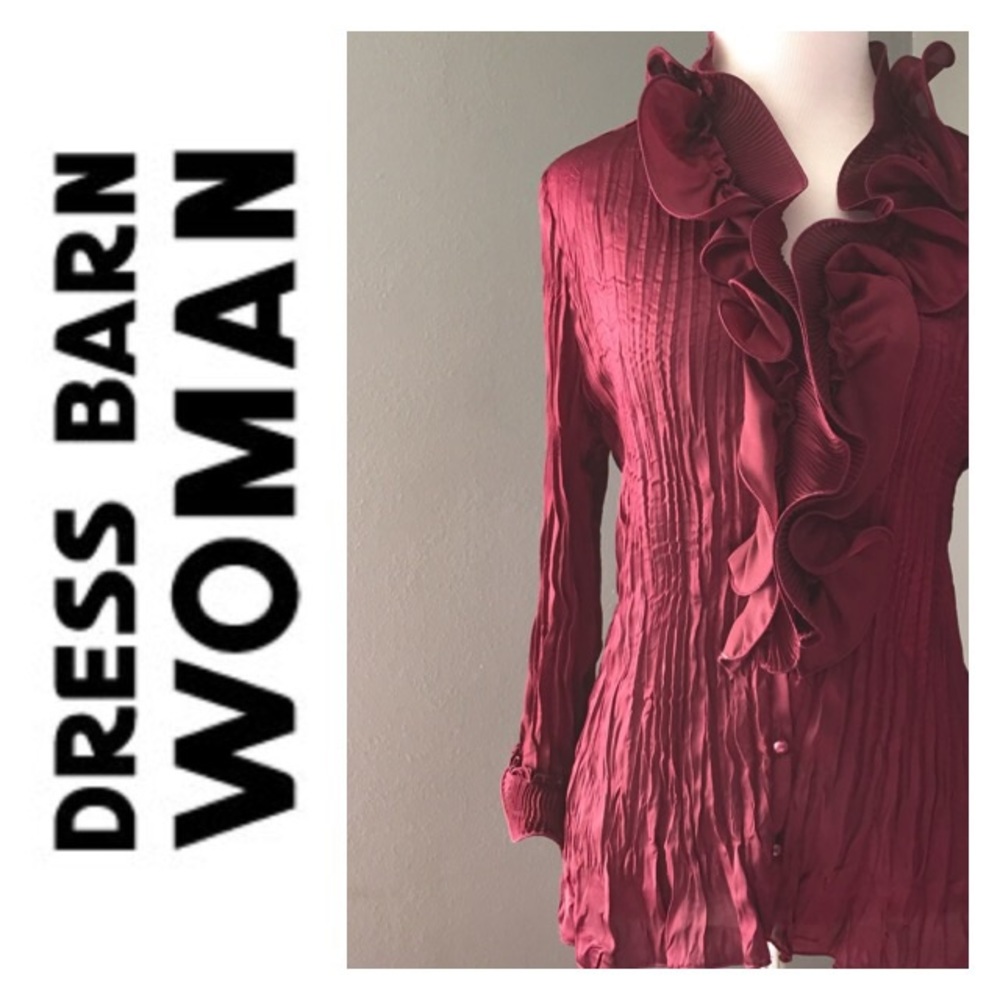 Dress Barn Burgundy Polyester Top Medium Women
