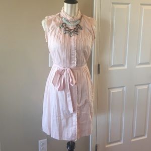 LOFT pink pastel button down pleated dress Sz 2