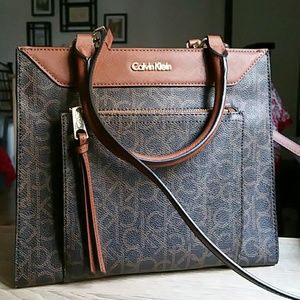 Calvin Klein Monogram Leather Square Tote