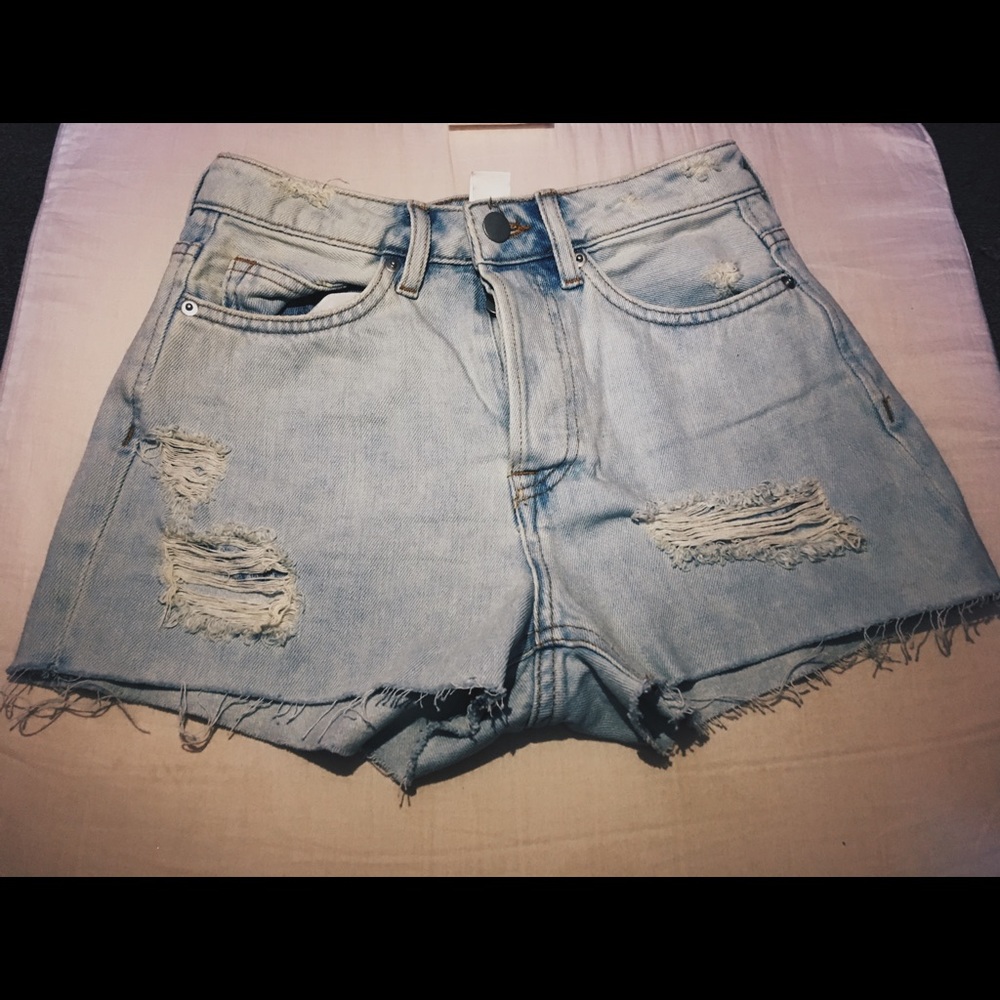 Light blue denim shorts
