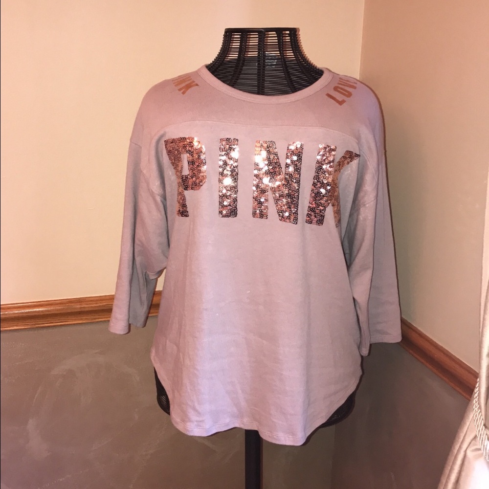 NWOT tan vs pink varsity crew neck large