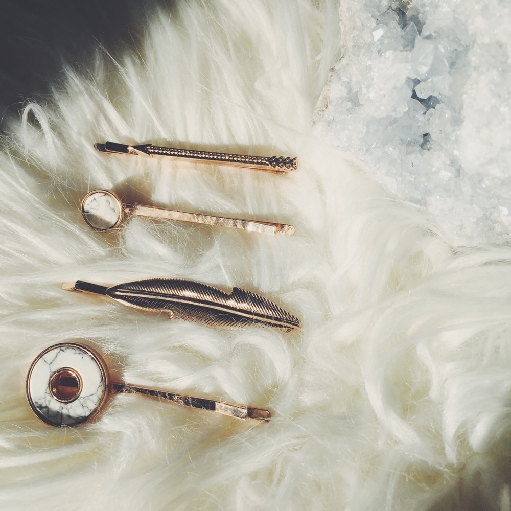 Marble Rose Gold Hair Accessories