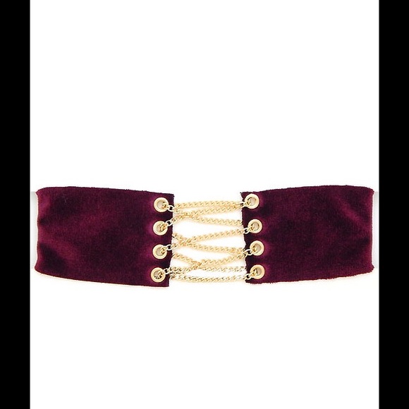 Burgundy Velvet Corset Choker - Picture 1 of 3