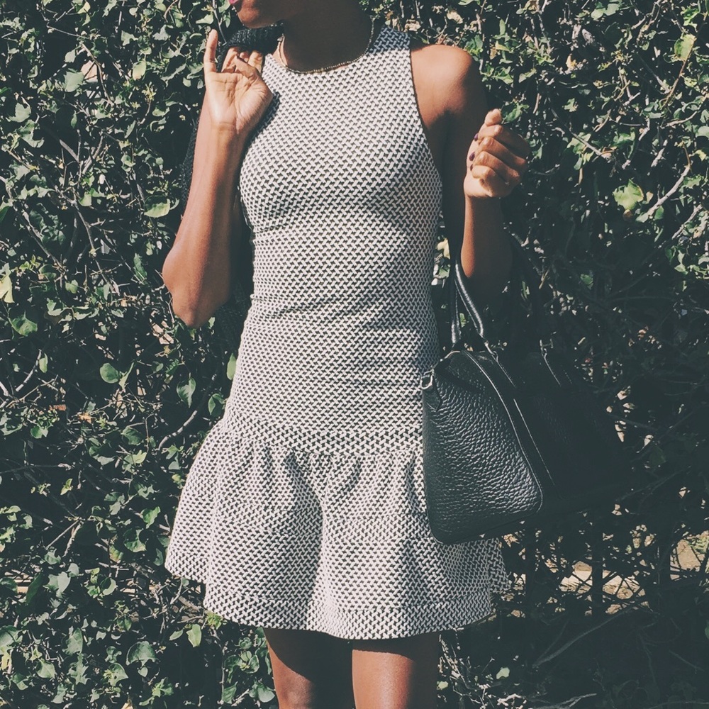 Zara bodycon Trafaluc dress (black and white).
