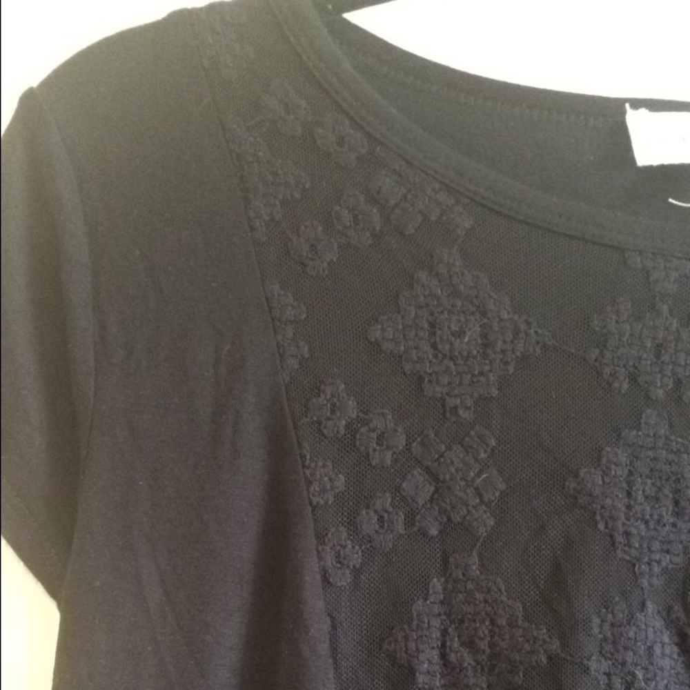 Black shirt with lace detail