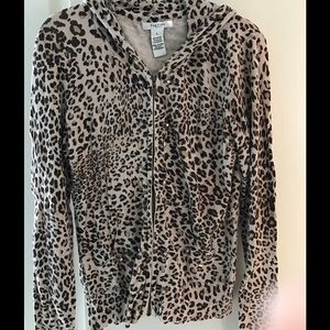 Hooded Sweater, zip front, with embellished front