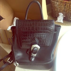 NEW Brighton Black Leather Backpack