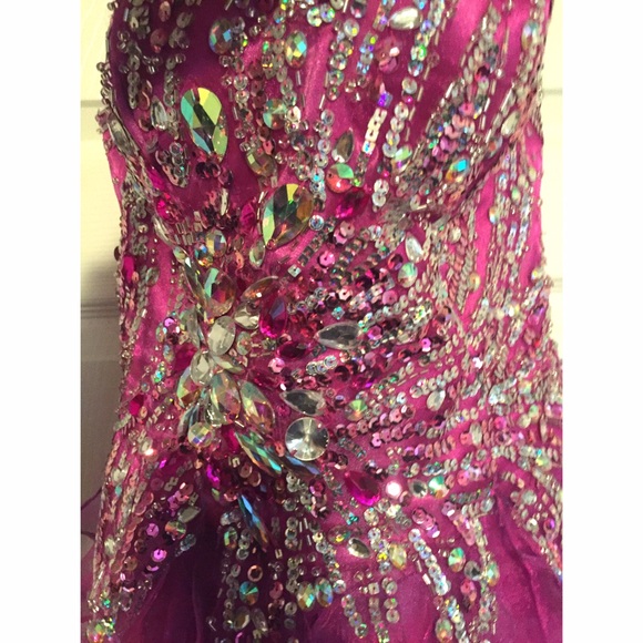 Fuschia high low prom dress, worn once :) - Picture 3 of 4